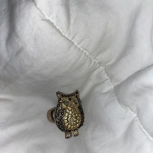 Bedazzled Owl Elastic Statement Ring